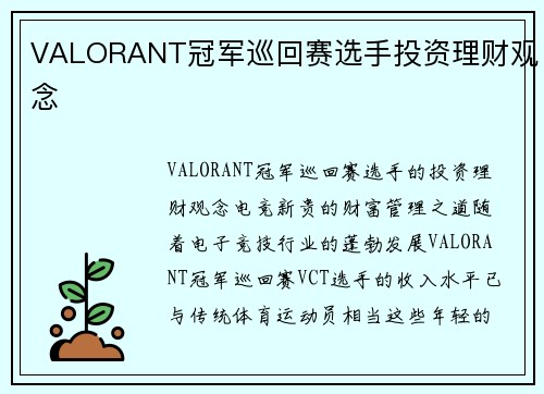 VALORANT冠军巡回赛选手投资理财观念